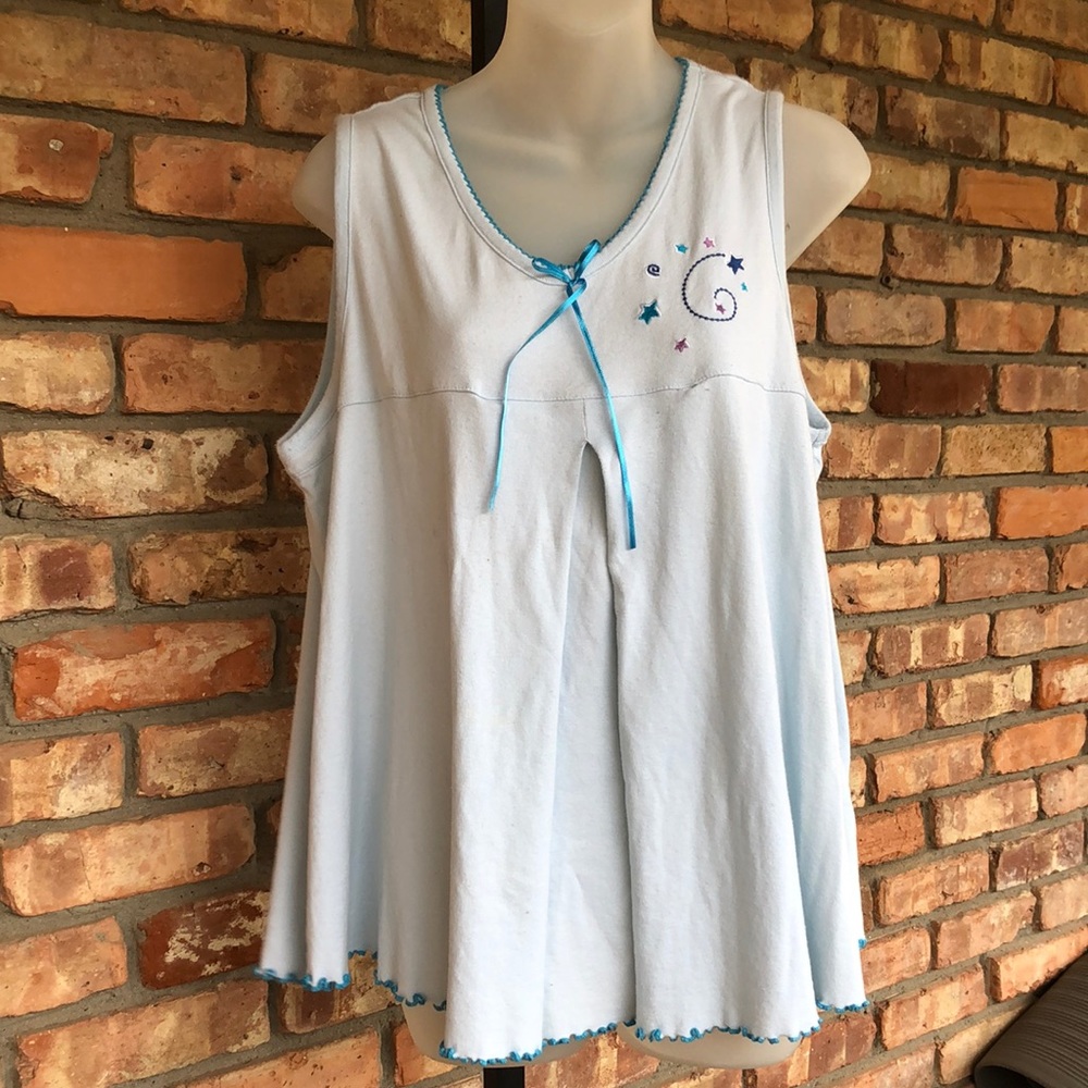 New Recruit light blue sleeveless nursing pajama top.